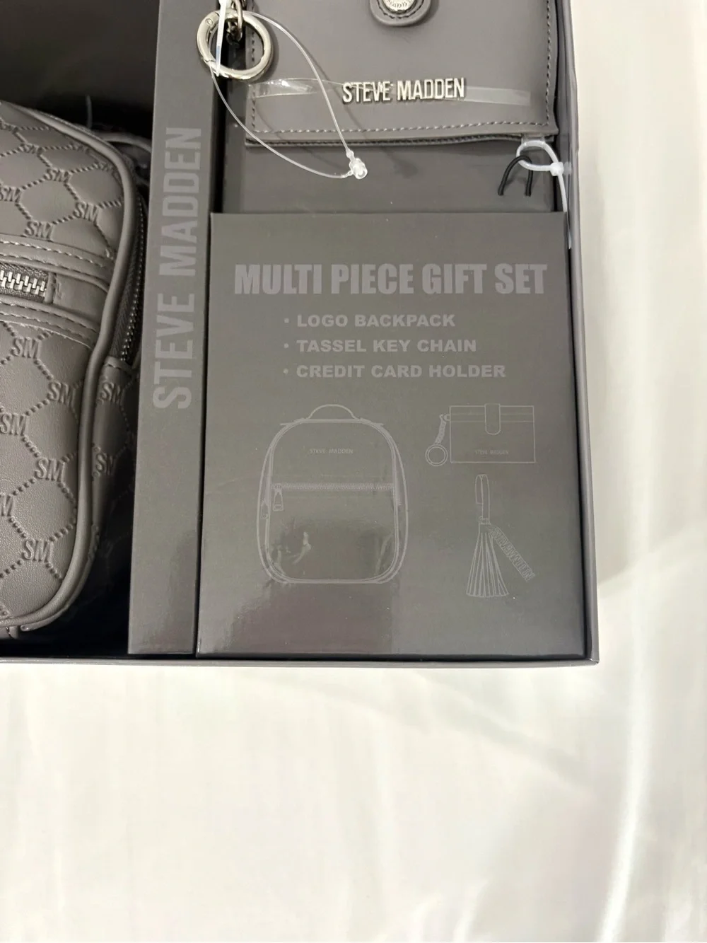 Steve Madden Women’s Gray Logo Backpack Gift Set